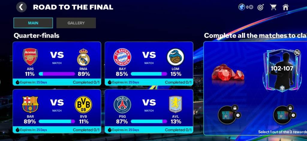 FC Mobile UCL RTTF Quarter Final Matches | FC Mobile