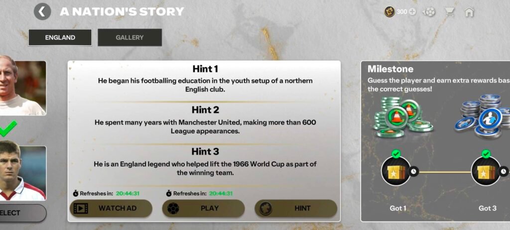 NATION STORY ENGLAND - EVENT GUIDE WITH TRIVIA ANSWERS - FC MOBILE 26 | FC Mobile 131560 | FC Mobile