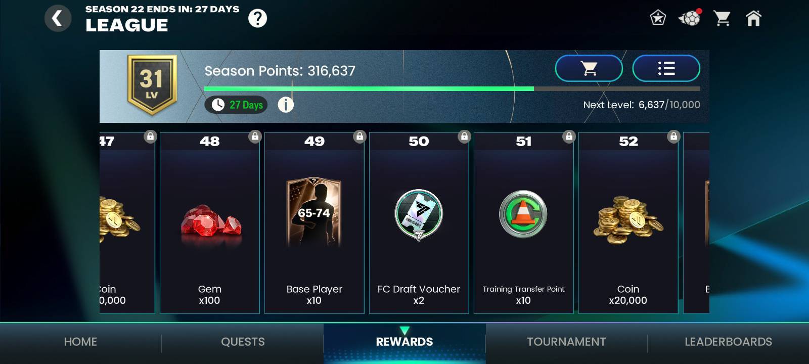 League Level Milestones and Leaderboard Rewards