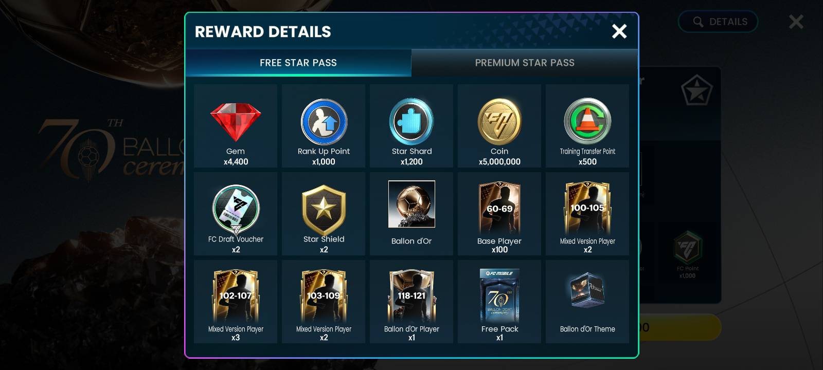 Ballon d Or Star Pass Draft Voucher Rewards