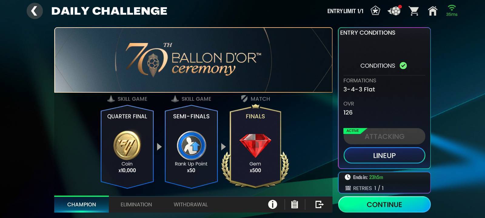 Daily Challenge 500 Gems Reward