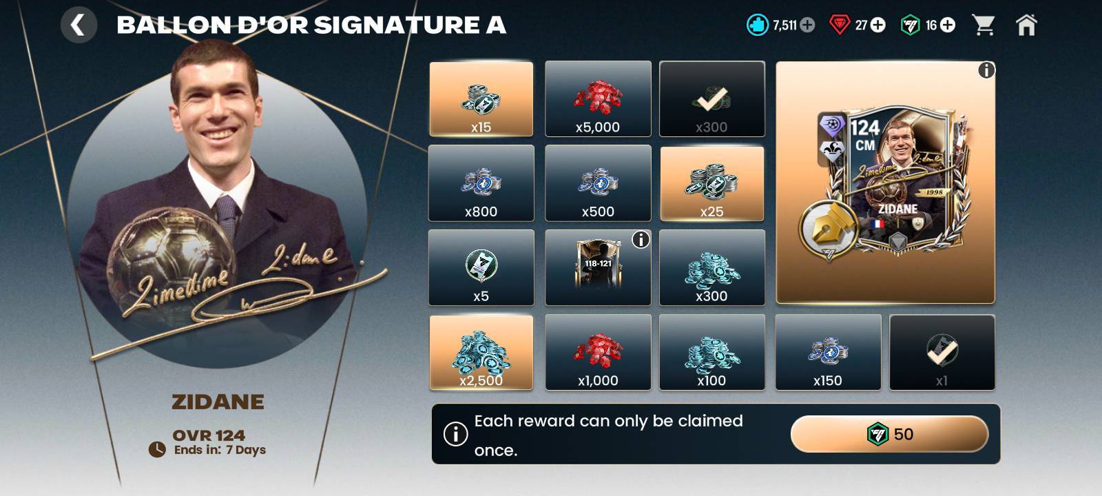 Store Zidane Reward Box Up to 6000 Gems