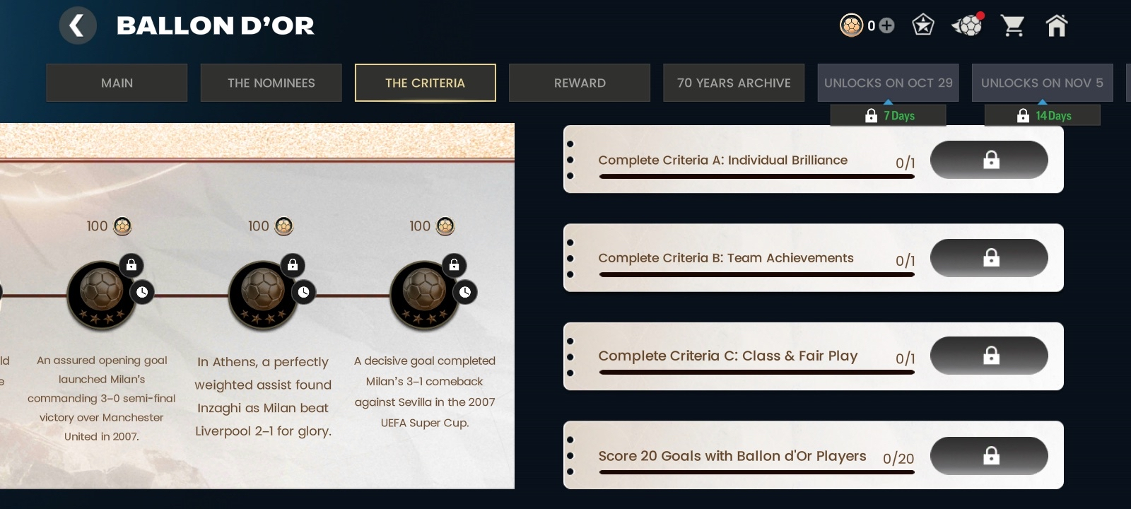 Criteria Chapter Completion Rewards