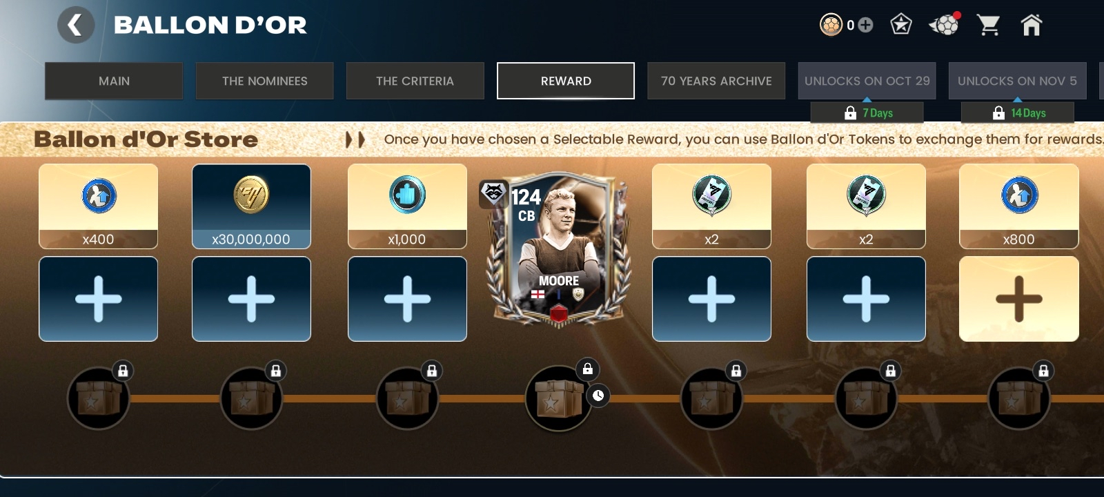 Ballon d Or Gift Rewards Chapter Options