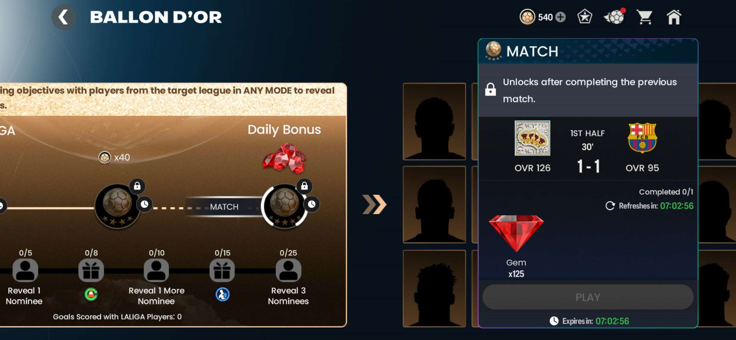 Ballon d Or Main Chapter Daily Matches and Objectives